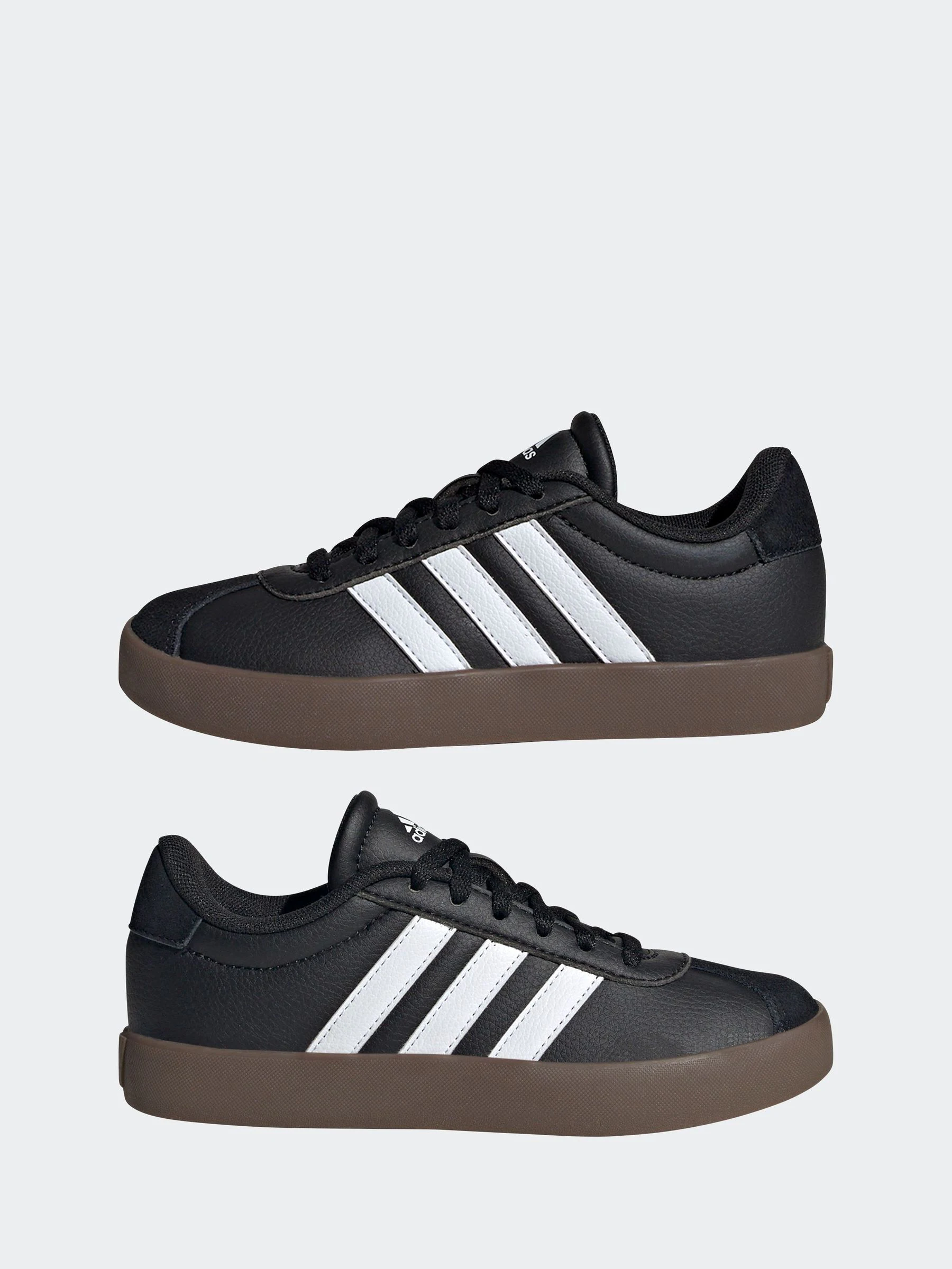 Zwart/bruin - adidas Vl Court 3.0 Suède sneakers met veters voor kinderen