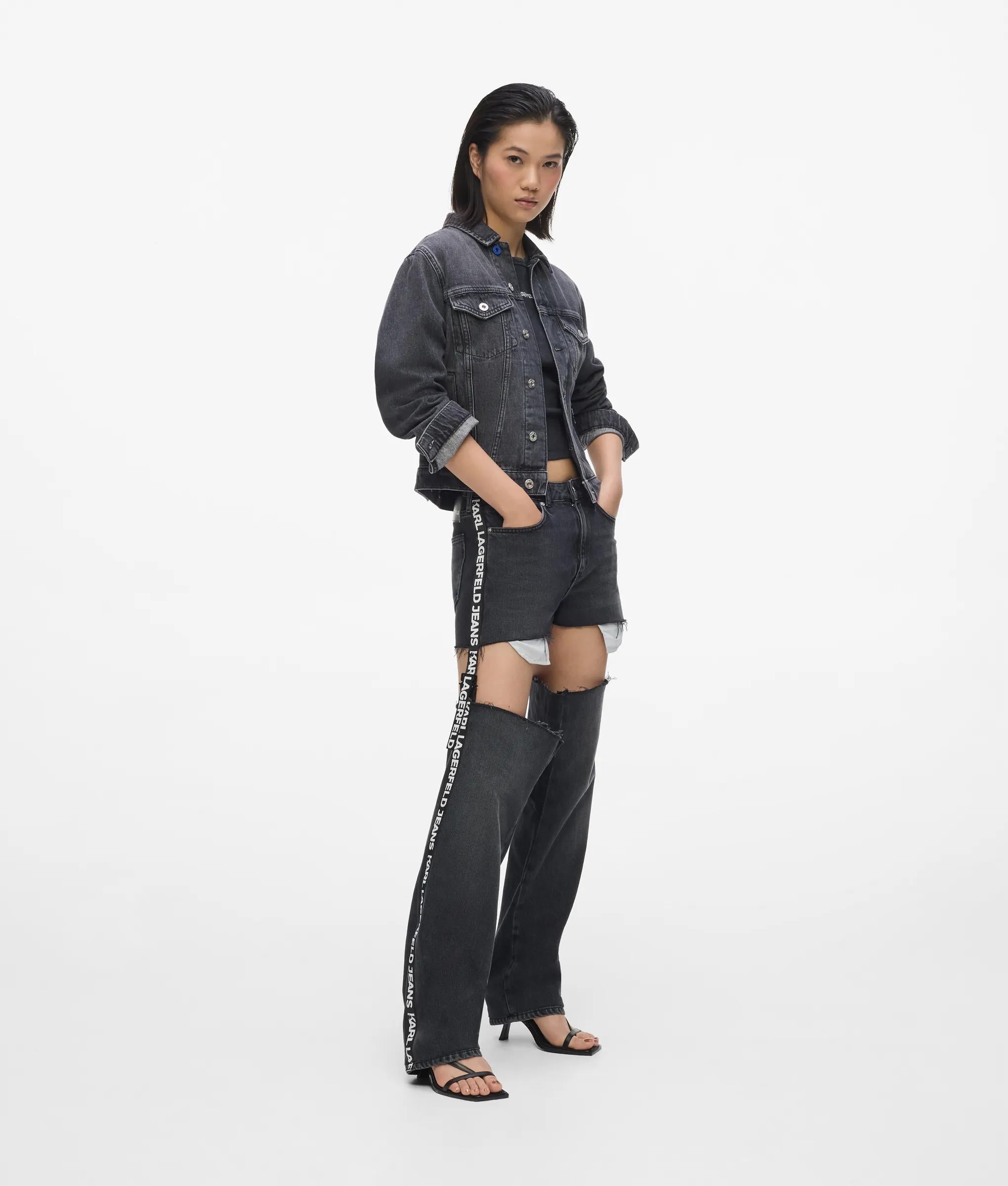 Hoog uitgesneden rechte jeans