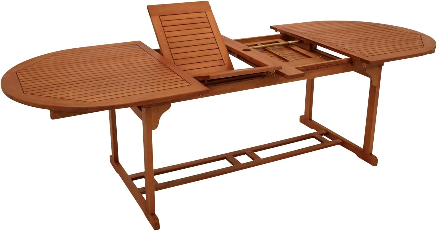 DEGAMO XXL Doppel Ausziehtisch LAGO 180/260x100cm, Eukalyptus braun geölt, FSC®-Zertifiziert, Outdoor