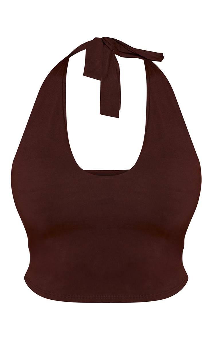 Chocolat Top Dos Nu À Col Licou Shape Toucher Doux