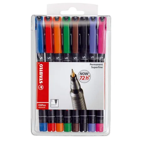 Folienstift - STABILO OHPen universal - permanent superfein - 8er Pack - mit 8 verschiedenen Farben
