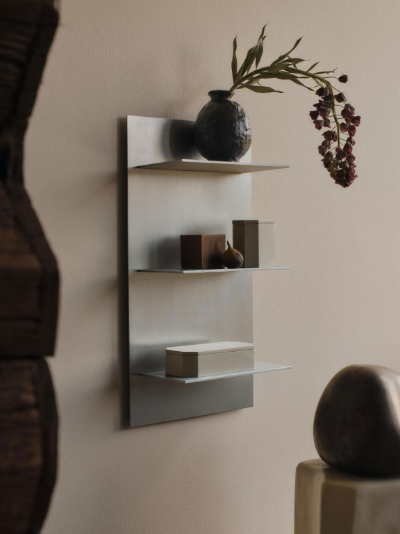 Ferm Living Lager wandplank Triple Small Aluminium