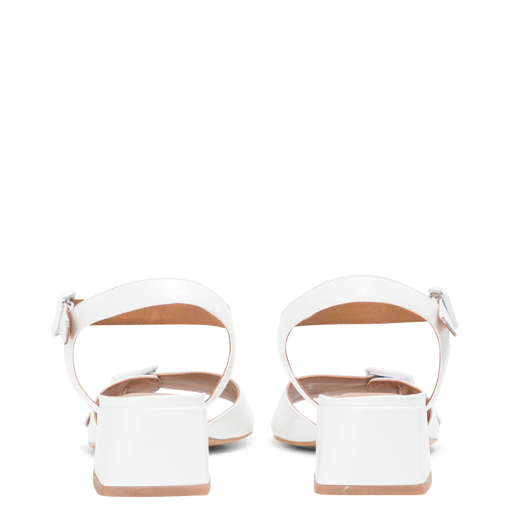 MAGGY - Sandales hautes en cuir vernis | Blanc