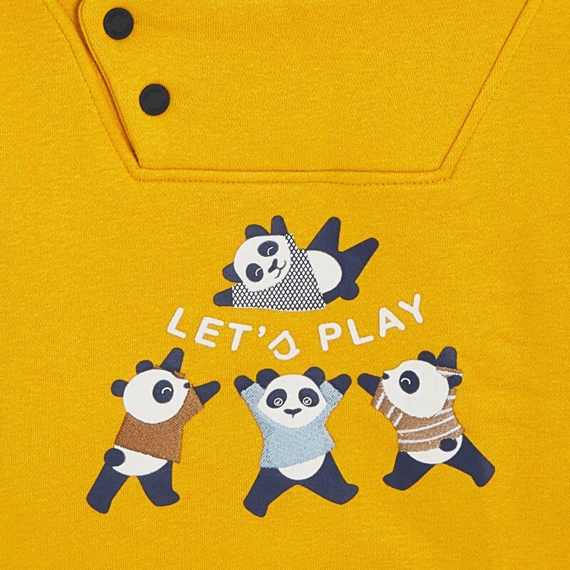 Sweat à capuche molleton panda jaune bébé garçon Jaune