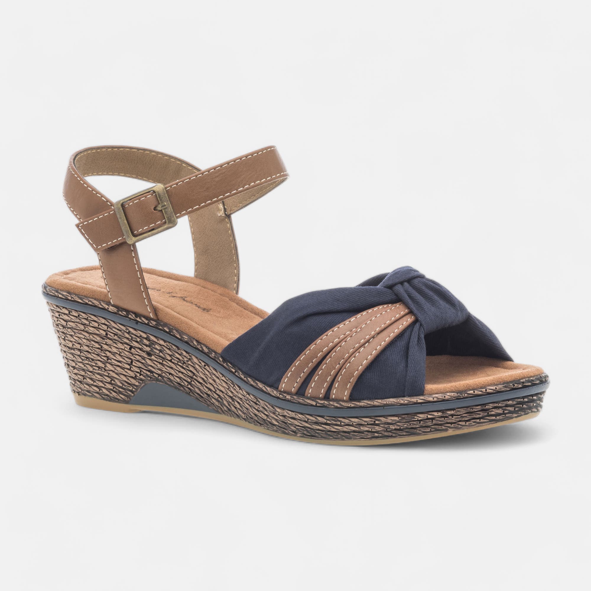 Sandales à talon compensé Femme bleu marine