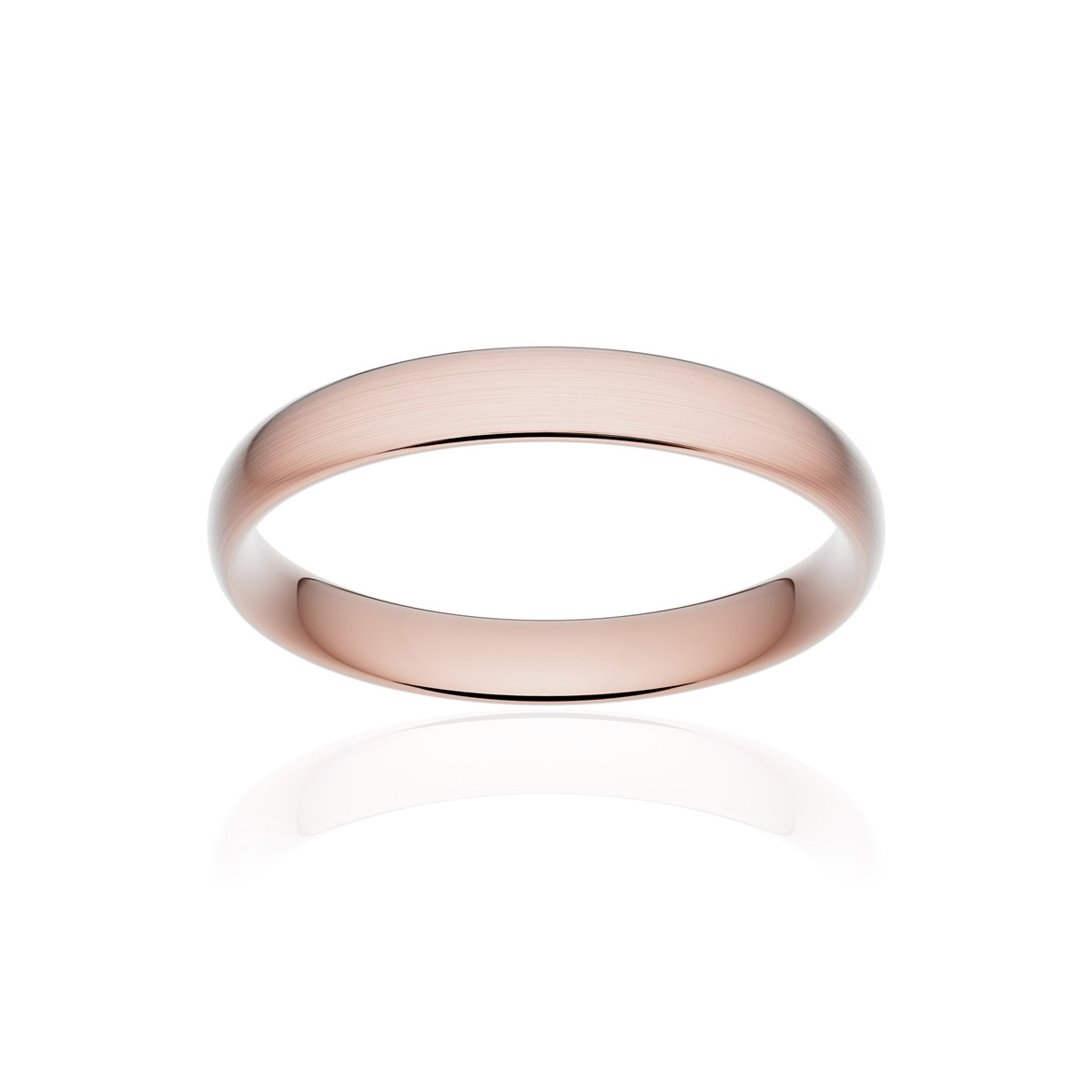 Alliance or 375 rose brossé demi-jonc confort 3,5mm