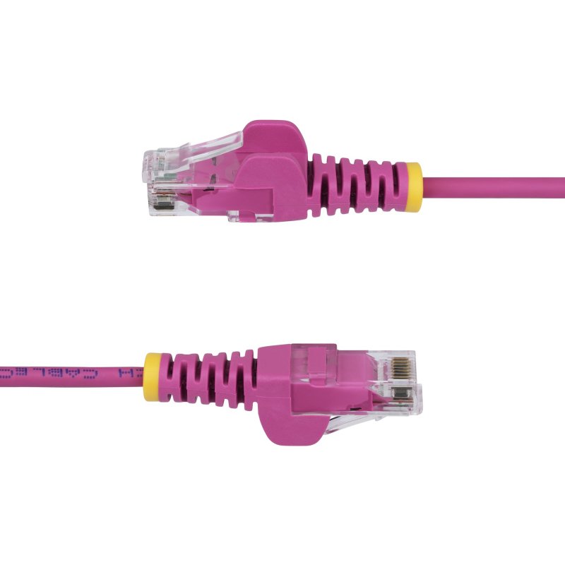 StarTech.com Câble Ethernet CAT6 Rose Fin de 2m, Sans Accroc, 100W PoE, UTP, LSZH, Fil de Cuivre Pur 28AWG, Cordon Patch Réseau RJ45 avec Serre-Câble, Contrôlé Fluke