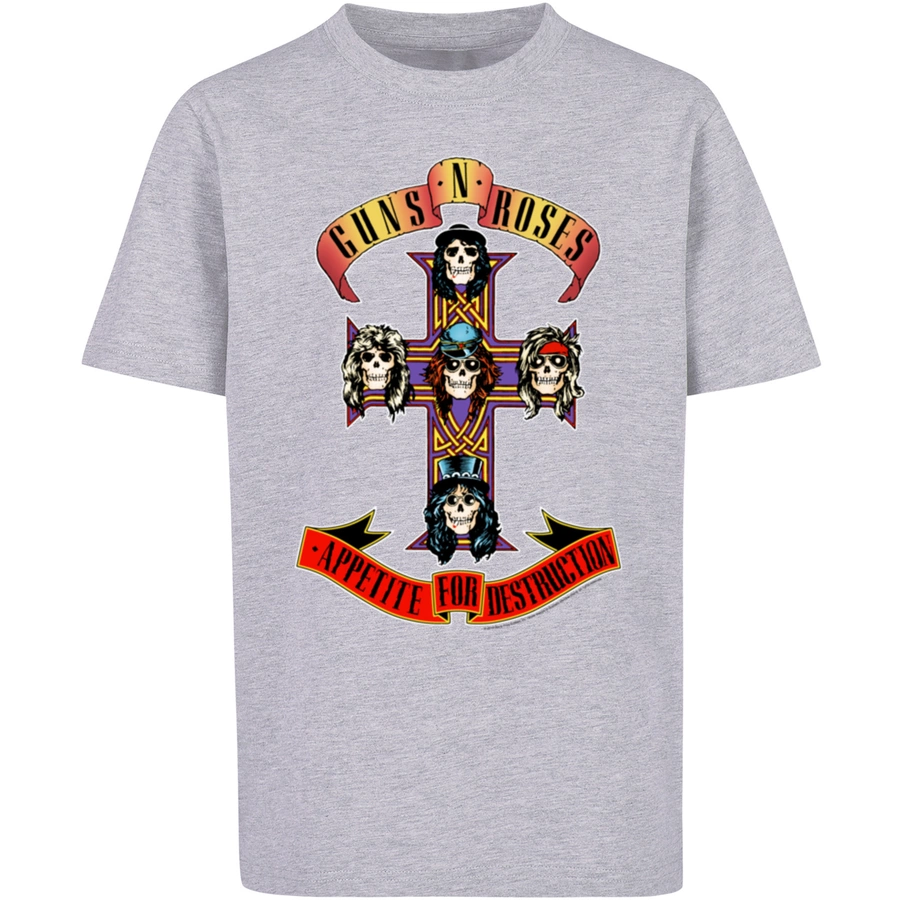F4NT4STIC T-Shirt Guns 'n' Roses Band Appetite For Destruction heather grey