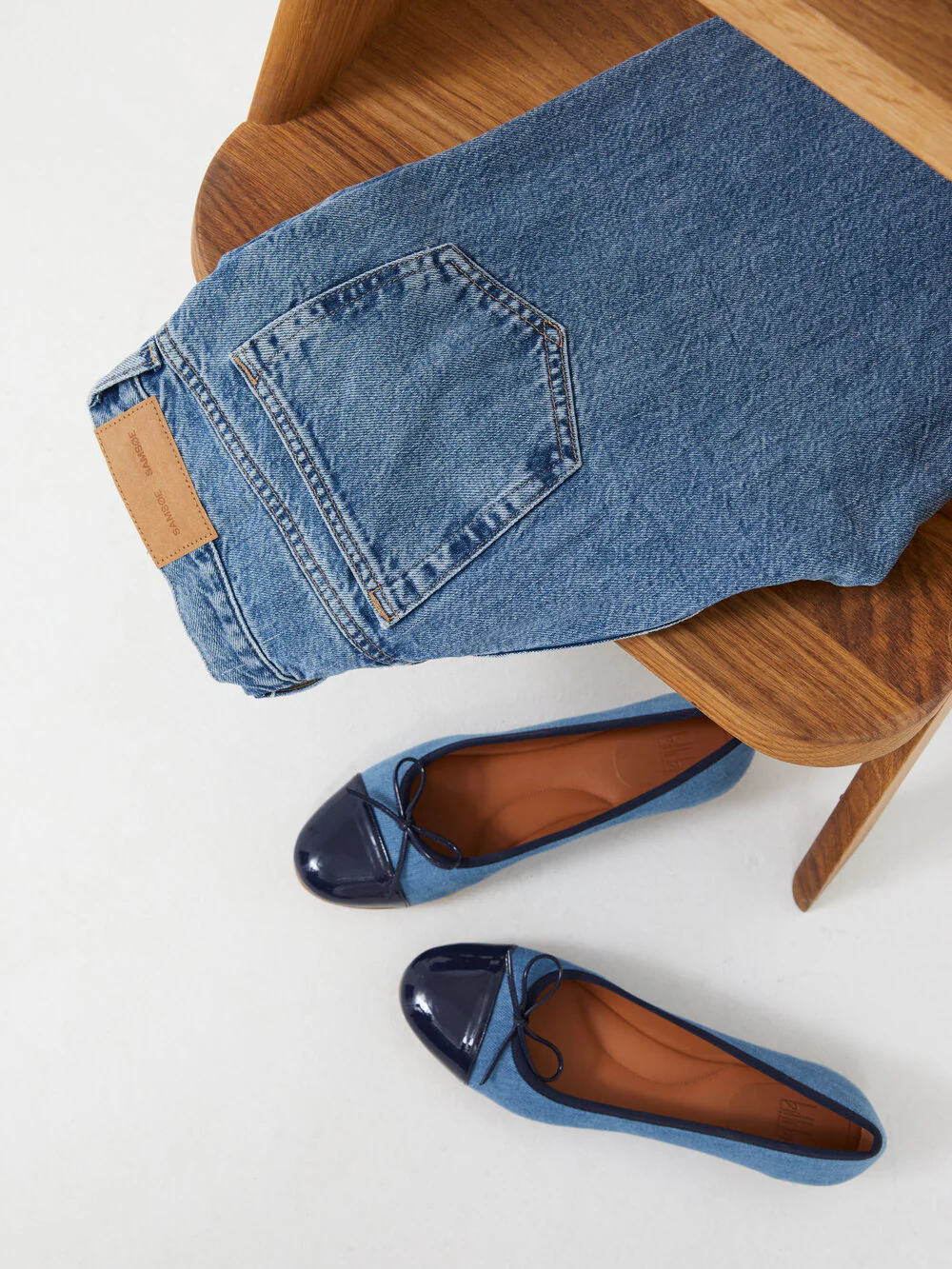 Billi Bi  A6021 ballerinasko - Navy patent/lt. Blue Denim