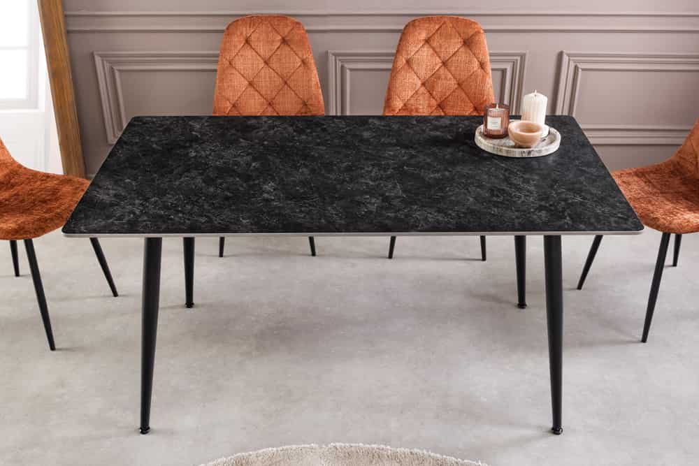 Moderner Esstisch MILANO 140cm anthrazit Keramik schwarze Metallbeine