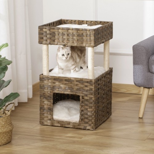 Torre de arranhar para gatos em rattan da PawHut