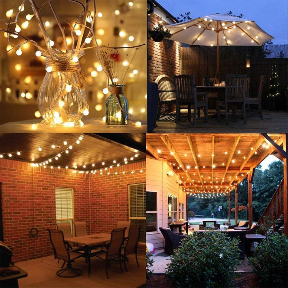 (6.5m) 30 LED's Deko Solar Lichterkette Kugeln Outdoor Beleuchtung IP65 - Bunt
