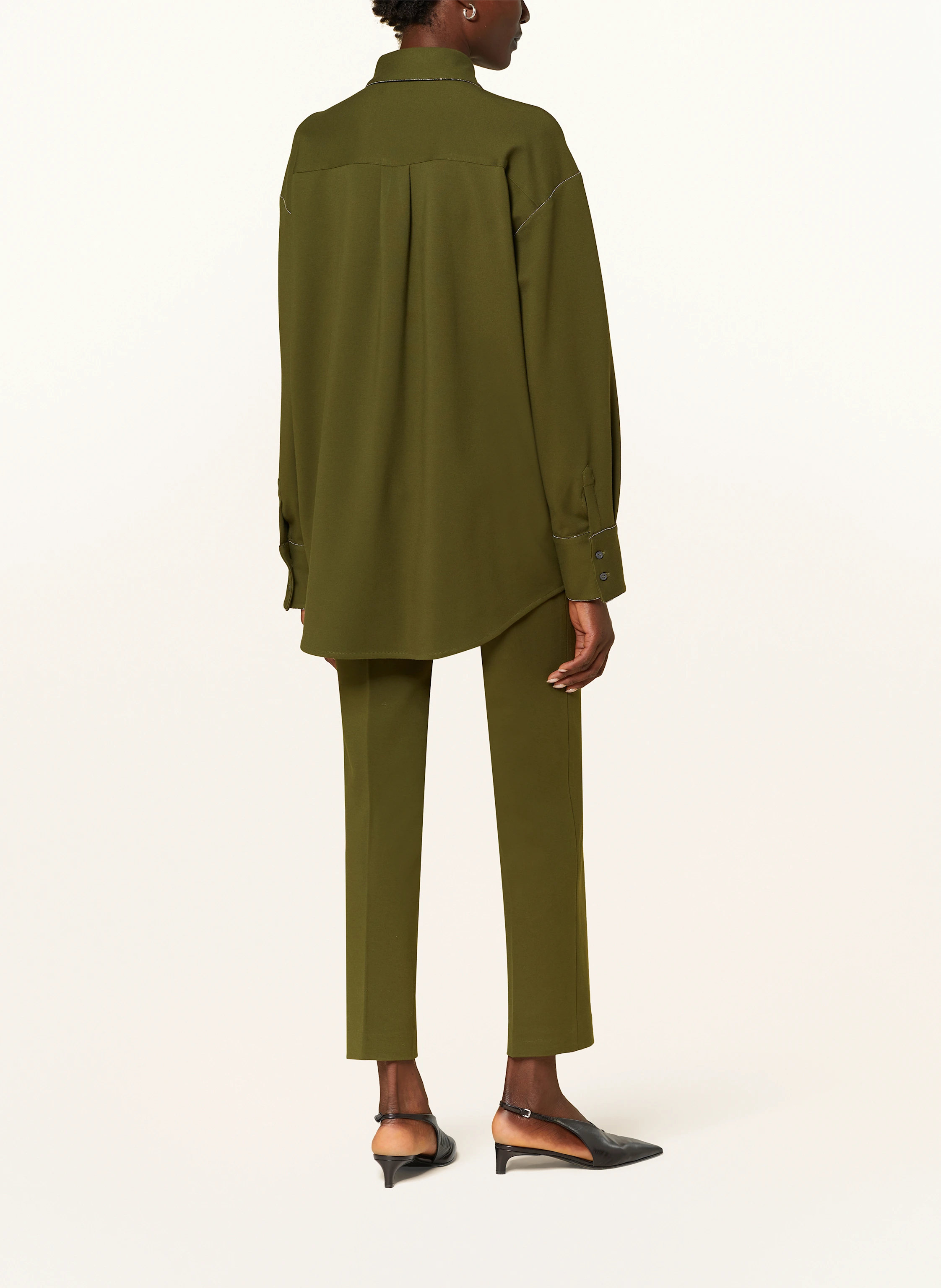 FABIANA FILIPPI Oversized-Hemdbluse aus Jersey mit Schmucksteinen