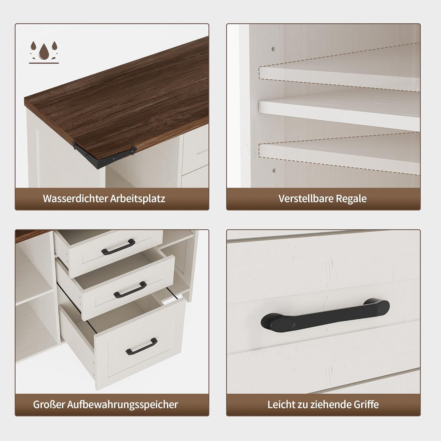 Aktenschrank, mit 3 Schubladen und 4 offenen Fächern Aufbewahrungsschrank, Aktenschrank für Büro und Zuhause, Multifunktionsschrank mit verstellbaren Fächern, 88 * 35 * 66CM, weiß