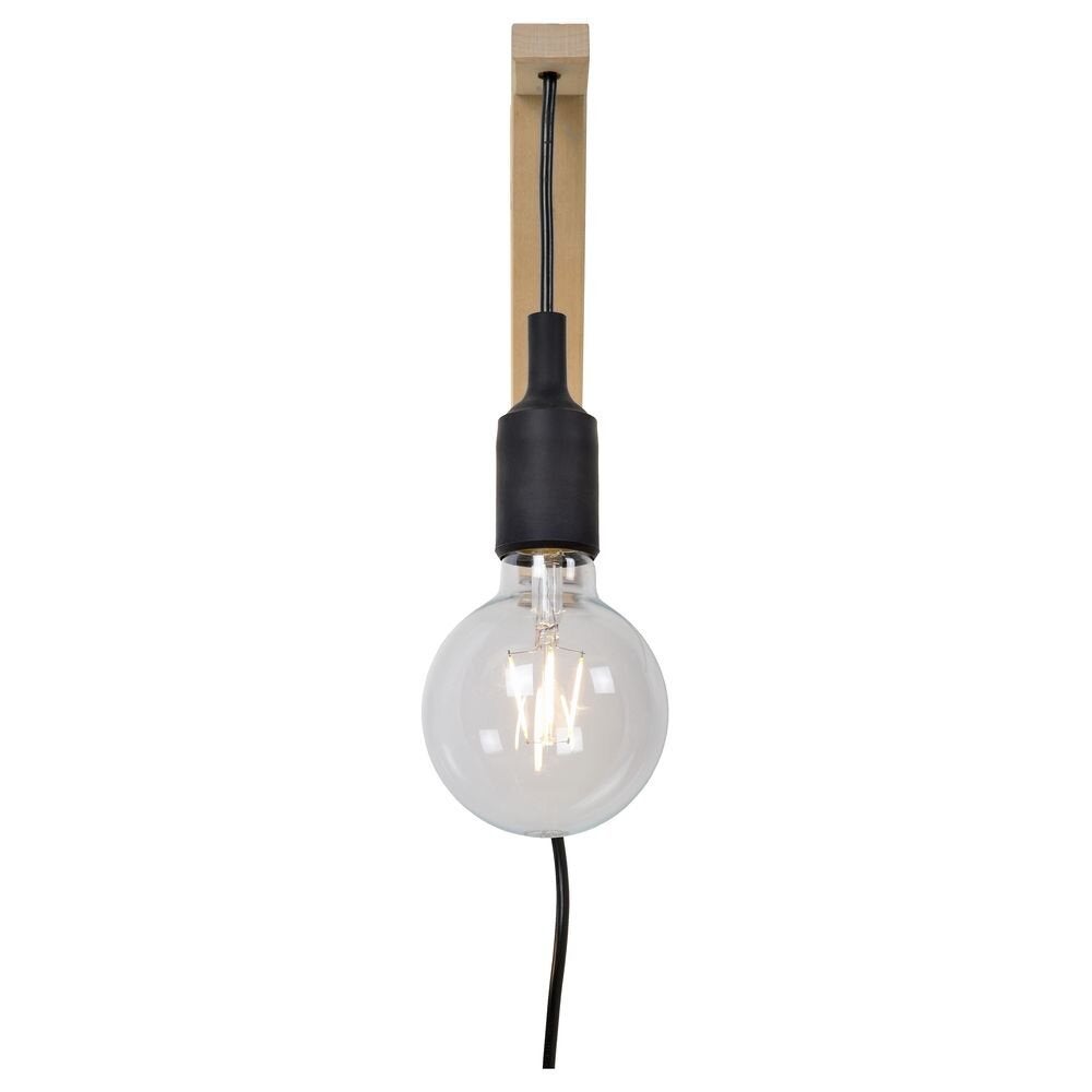 Wandlamp Fix wall, hout, met schakelaar, zwart
