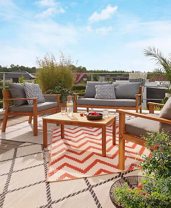 Salon de jardin bas GoodHome Denia bois 4 personnes