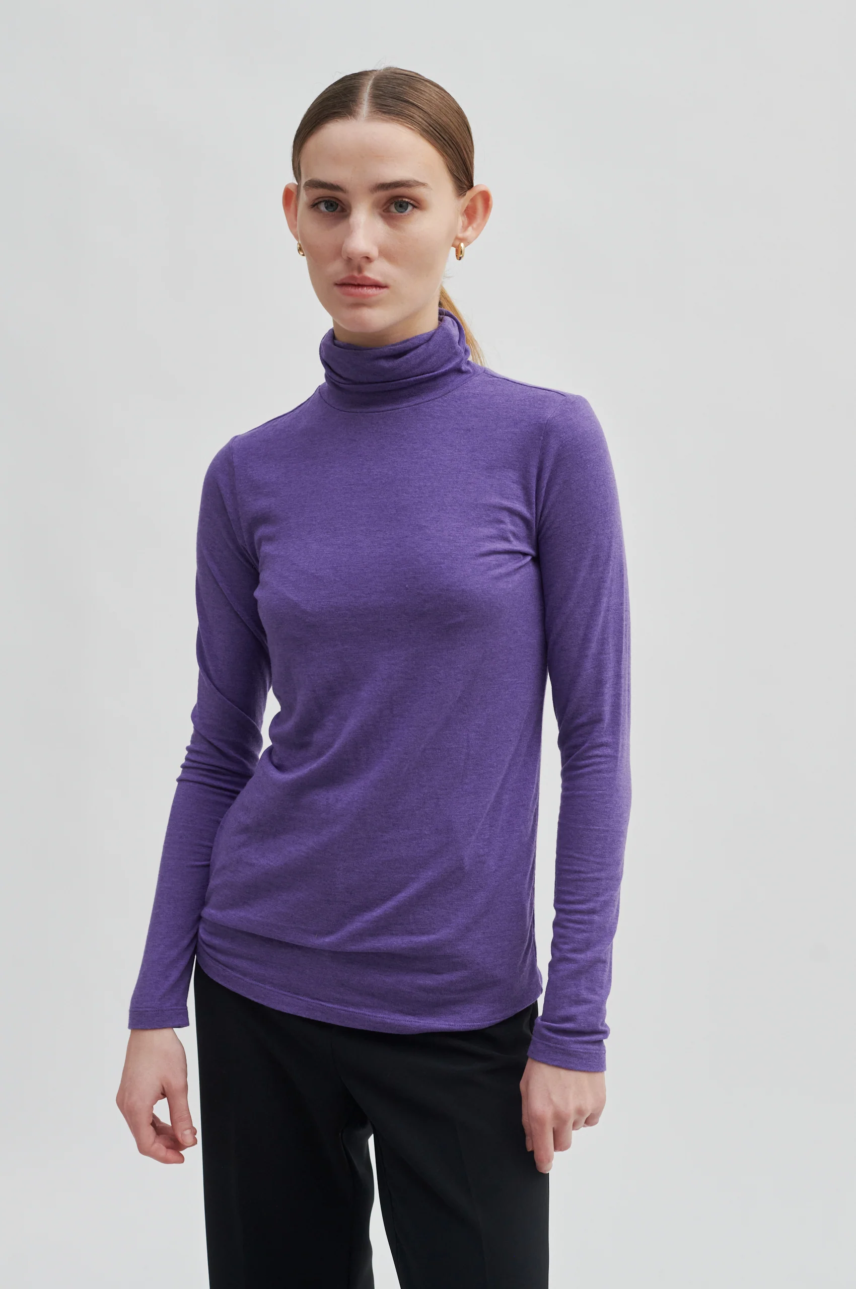 Second Female  Matima T-Neck langærmet t-shirt - Grey Melange
