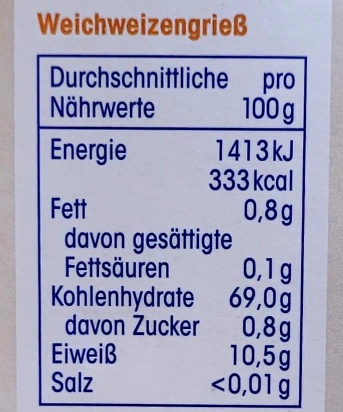 ja! Weichweizengriess 500g MHD:2.3.26