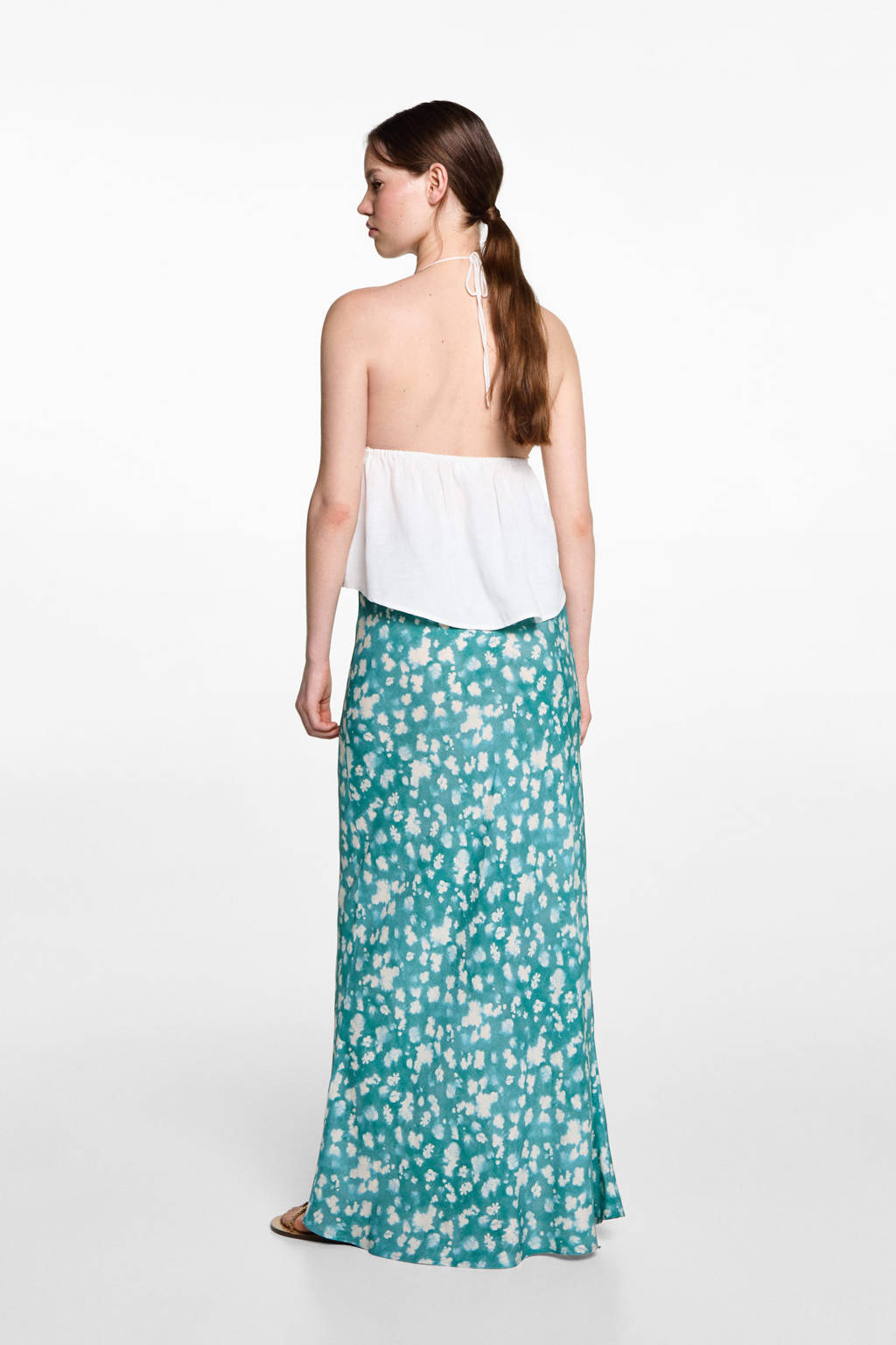 MANGO TEEN maxi rok groen