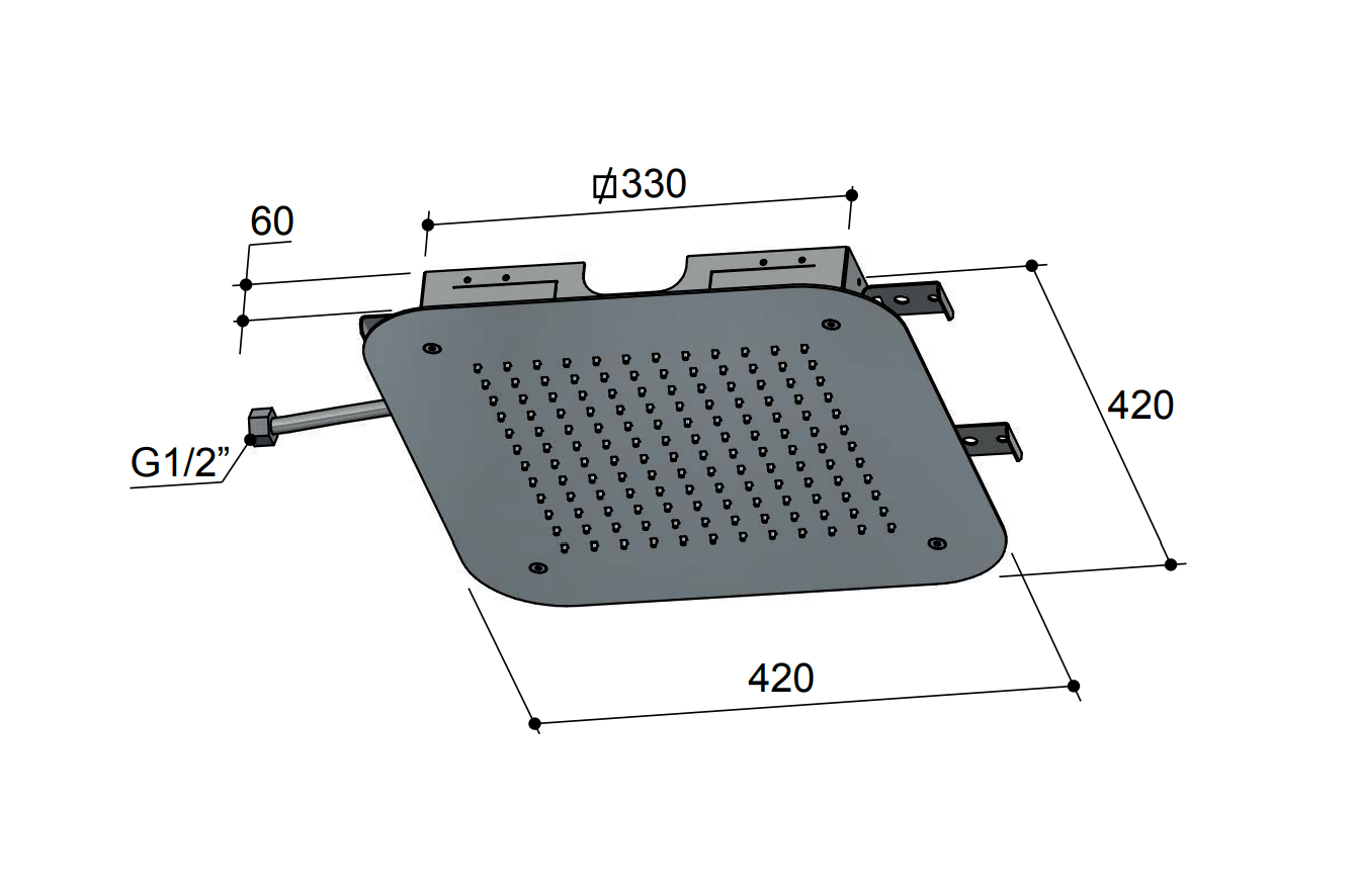 Hotbath Mate M147 inbouw hoofddouche vierkant 42cm chroom