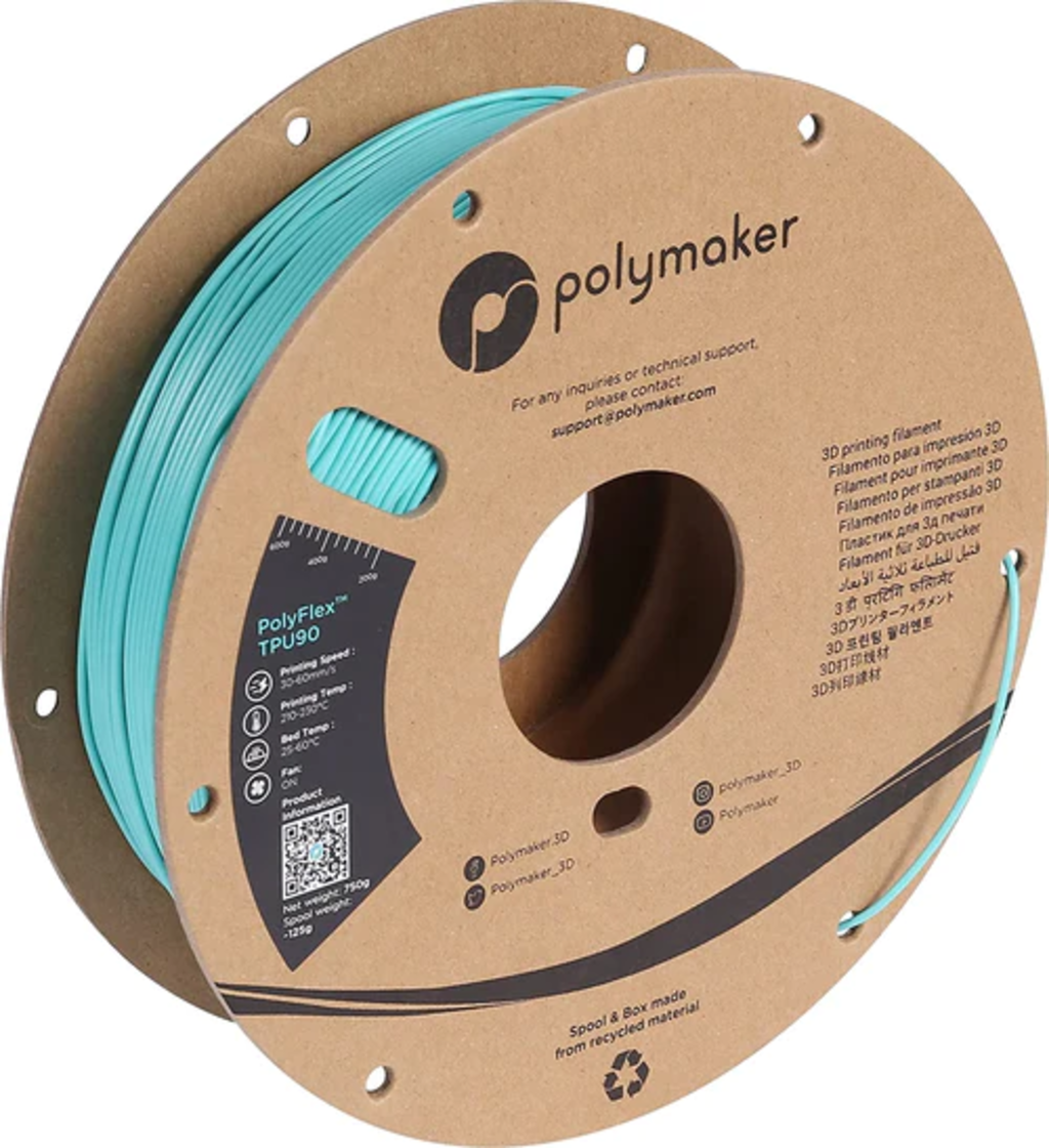 Polymaker  PolyFlex TPU90 Türkis, 1,75 mm (750 g)    Flexibel und beständig