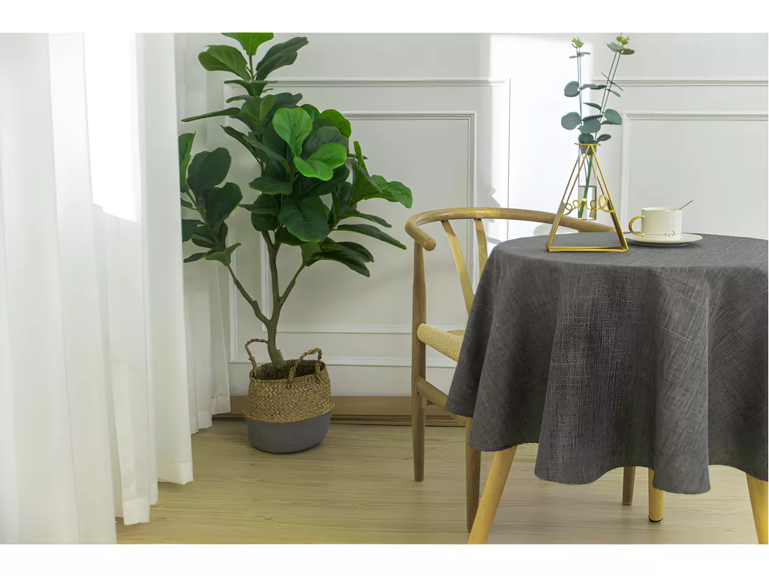 Nappe anti tache unie anthracite ronde 160 cm