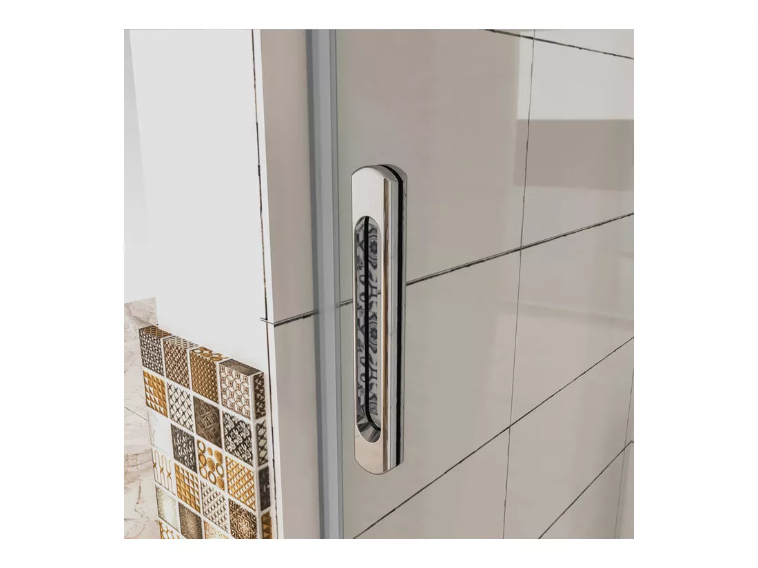 Porte de douche coulissante 120x190cm verre 8mm anticalcaire porte de douche Hauteur 190cm avec barre de maintien