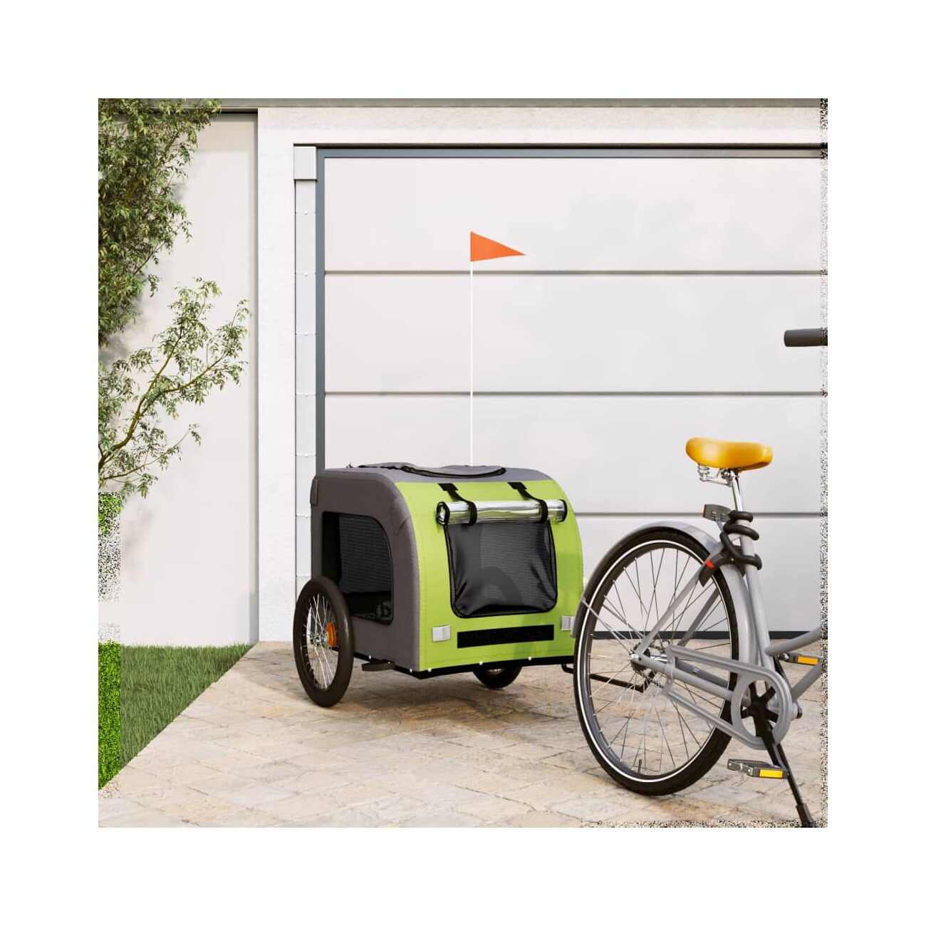 VidaXL Fahrradanhänger Hund 55 x 80 x 55 cm (L x B x H) grün