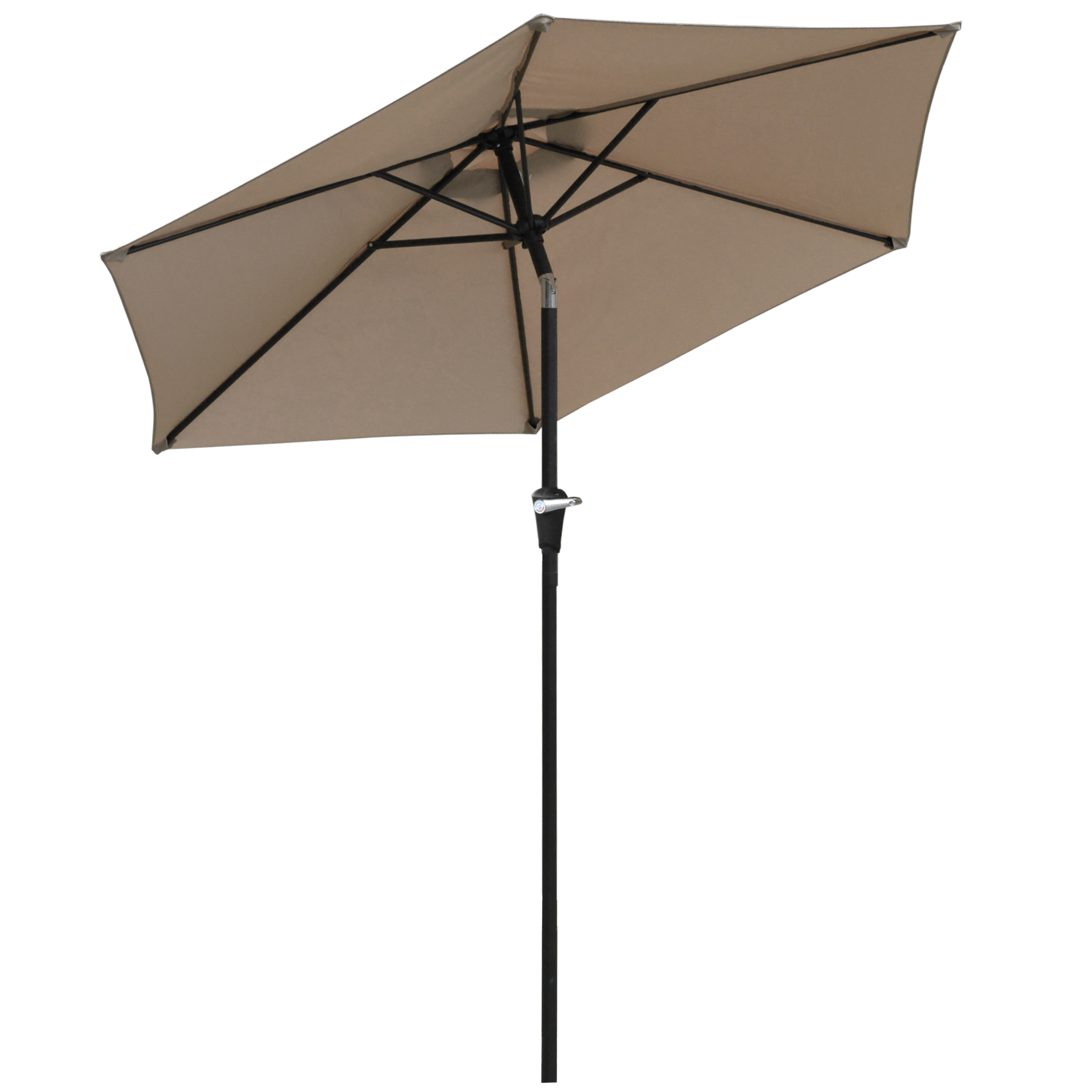 Guarda-sol de jardim Outsunny Ø230x216 cm, basculante, com abertura manual, impermeável, para pátio e piscina, cor cáqui.