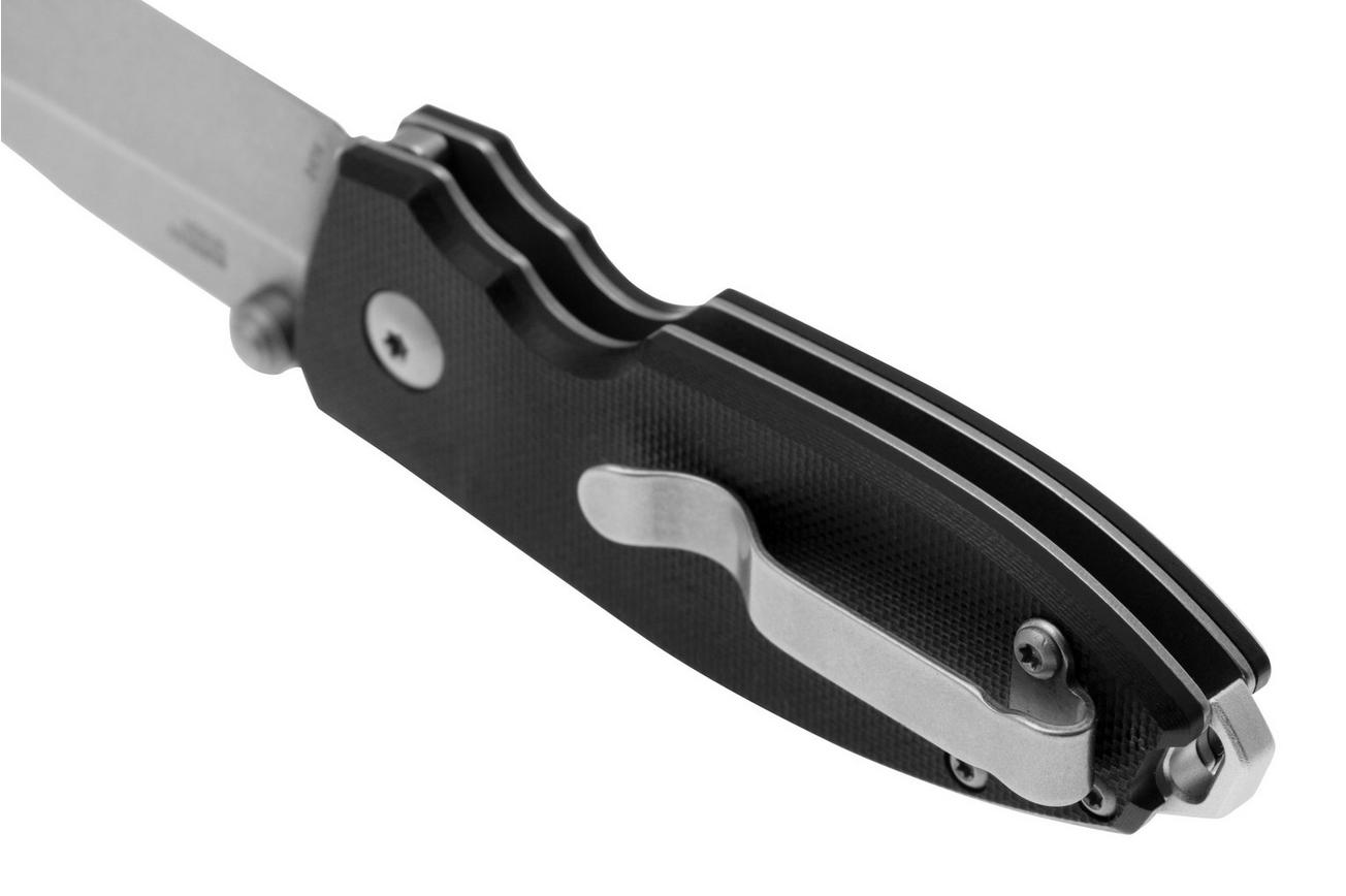 CRKT Squid Button Lock 2474 Stonewashed D2, Black G10, zakmes, Lucas Burnley design