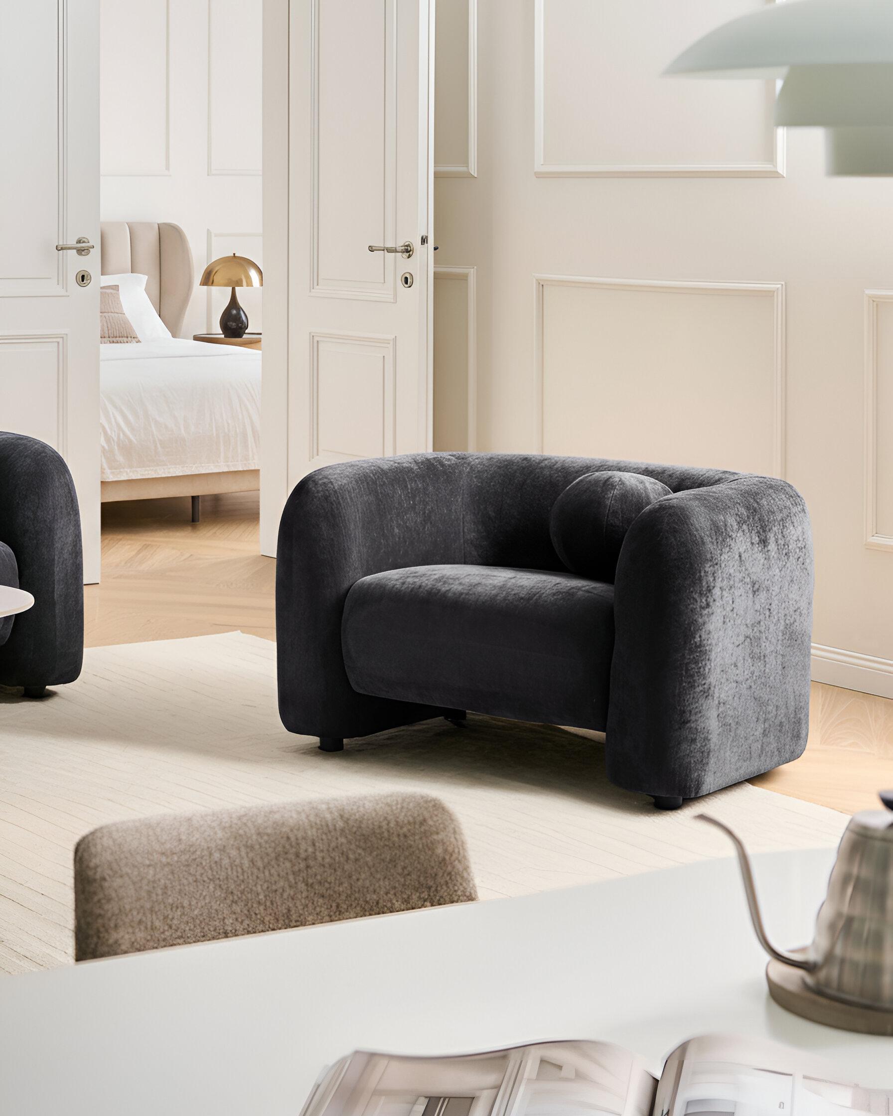 Fauteuil LEIREN Chenille Zwart