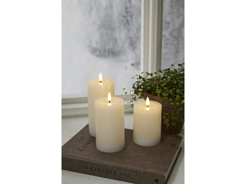 Star Trading LED-Kerze Flamme Flow, Ø 7.5 x 12.5 cm, Weiss Künstliche Kerze mit beweglicher Flamme