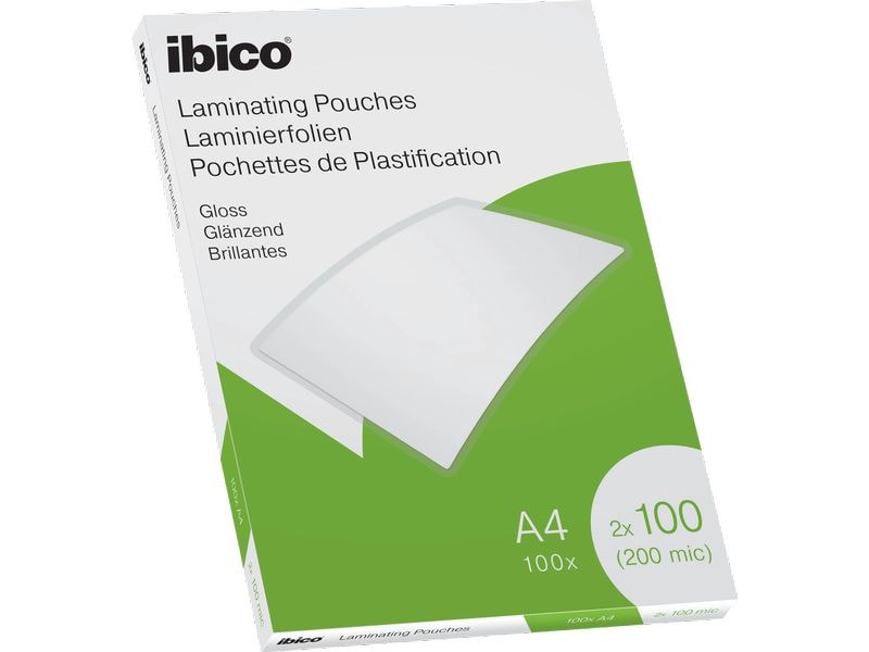 Ibico Laminierfolie Premium A4 100 µm, glänzend, 100 Stück Glänzende Premium Heisslaminierfolien