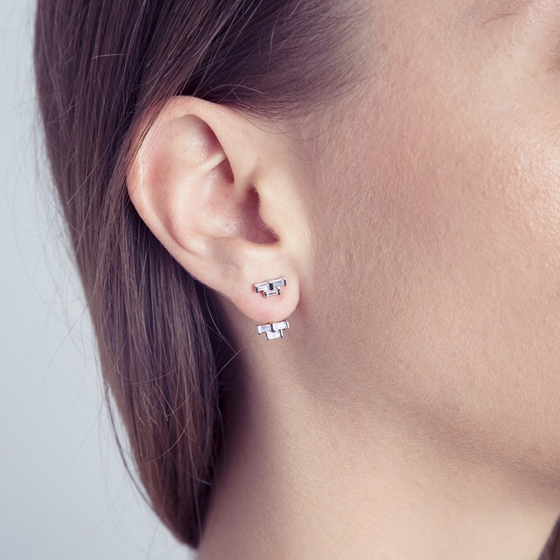 Boucles d'oreilles devant / derrière en Argent