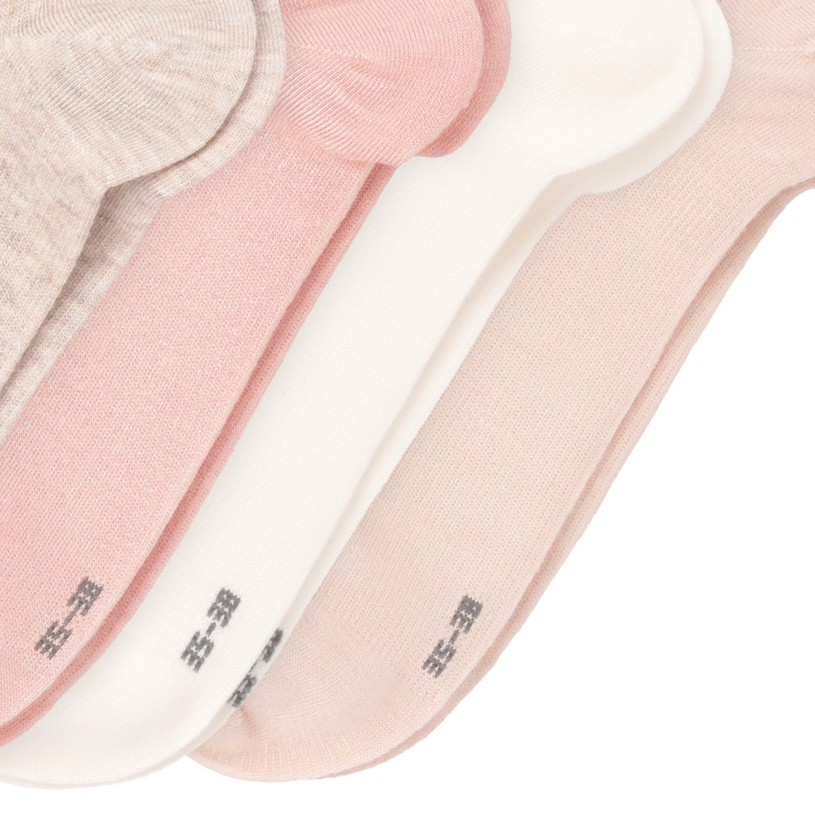 4 Paar Damen Sneaker-Socken im Set weiss / beige / rosa