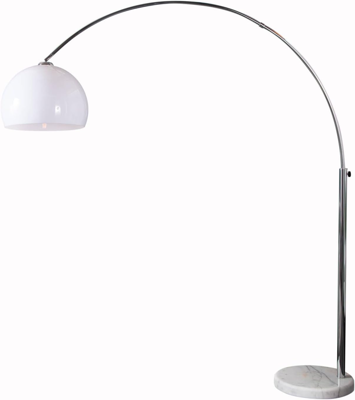 invicta INTERIOR Große Bogenlampe Lounge Deal weiß Marmor Fuß Stehlampe Bogenleuchte ausziehbar E27 Wohnzimmerlampe auch für LED