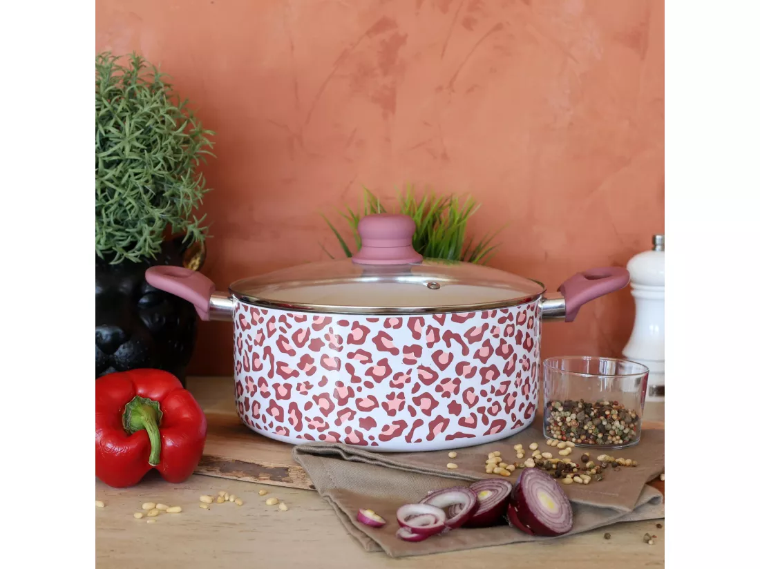 Menastyl - Faitout Leopard 24cm En Aluminium Recycle Rose