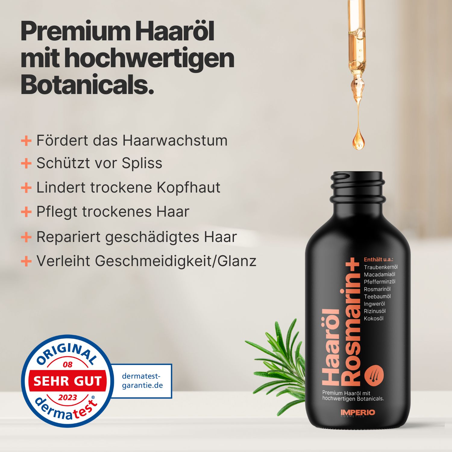 IMPERIO® Haaröl Rosmarin+ revitalisierendes Haaröl für mehr Haarwachstum
