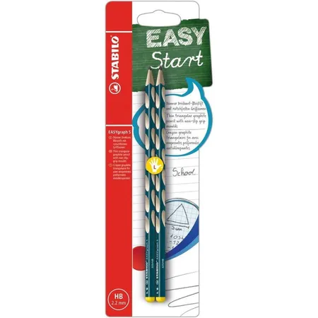 Schmaler Dreikant-Bleistift für Linkshänder - STABILO EASYgraph S in petrol - 2er Pack - Härtegrad HB