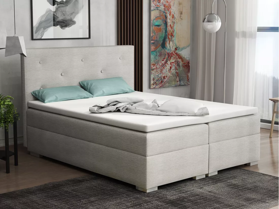 LIT BOXSPRING avec surmatelas Holta 180x200 cm, Orinoco 21 (Gris clair)