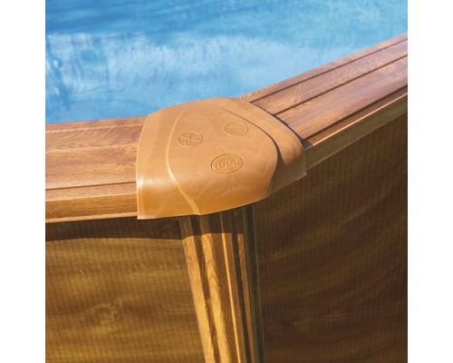 Opzetzwembadset van staalwand Planet Pool rond Ø 450x120 cm incl. zandfiltersysteem, ingebouwde skimmer, ladder, filterzand & aansluitslang, houtlook