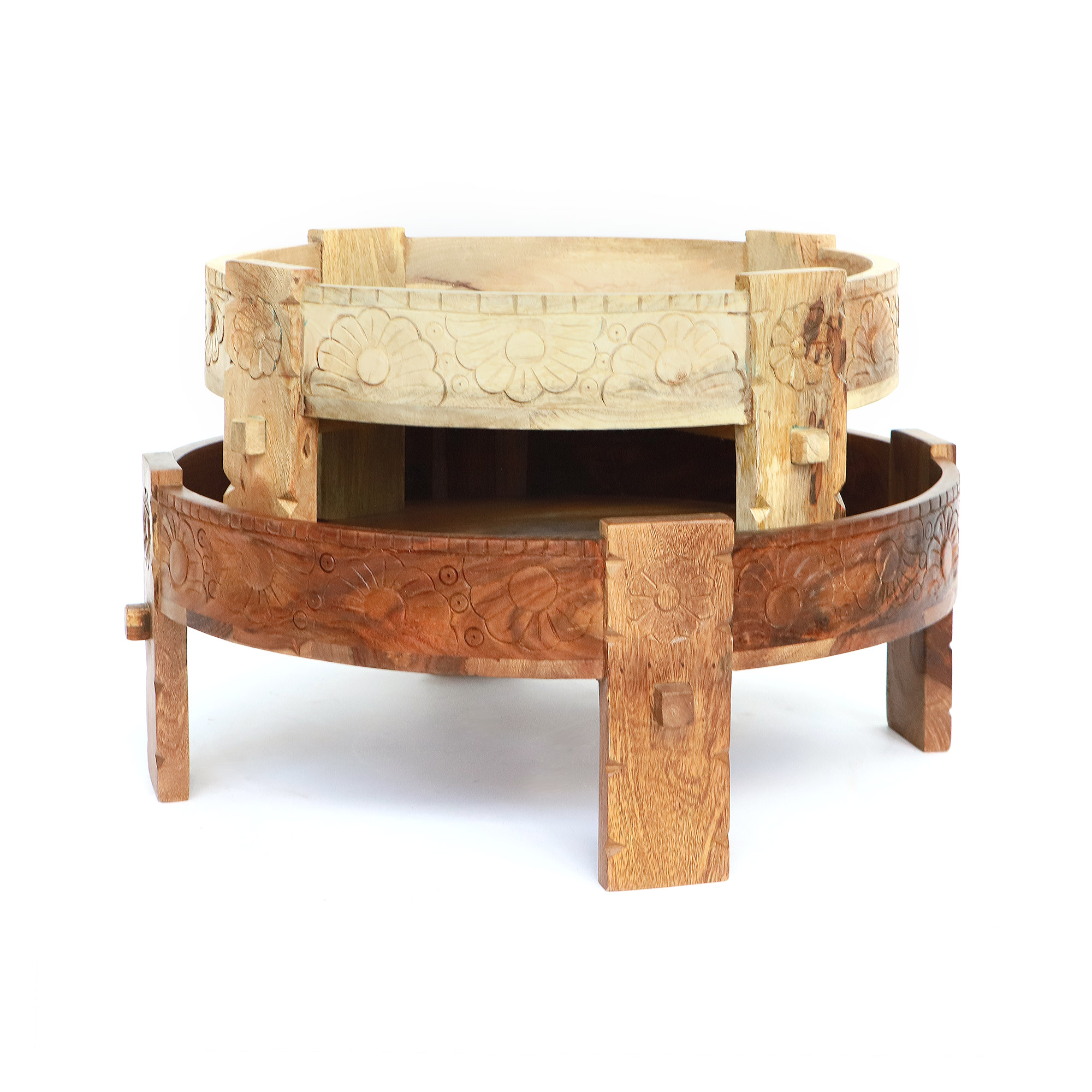Couchtisch 'Grinder', Sheesham natur, Ø 72 cm, H 28 cm von fischer's lagerhaus