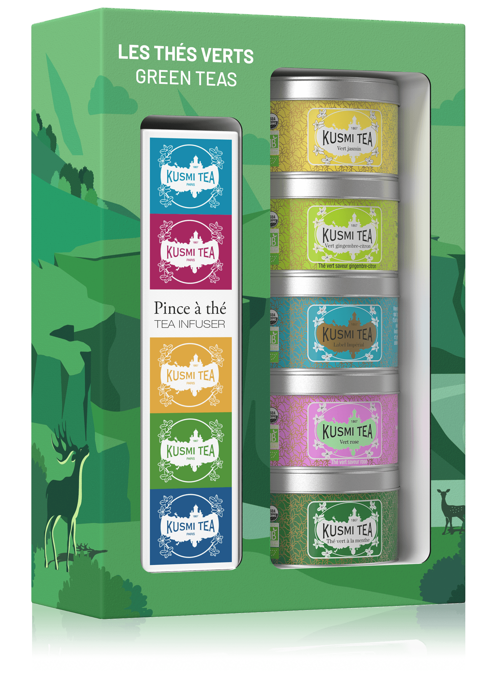 Coffret Les Thés verts bio avec une pince à thé-Thé vert en vrac