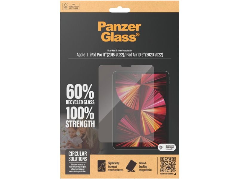 Panzerglass Ultra-Wide Fit iPad Air 10.9 (20-22) & Pro 11 ( Tablet Schutzfolie – Hergestellt aus 60% recyceltem Glas