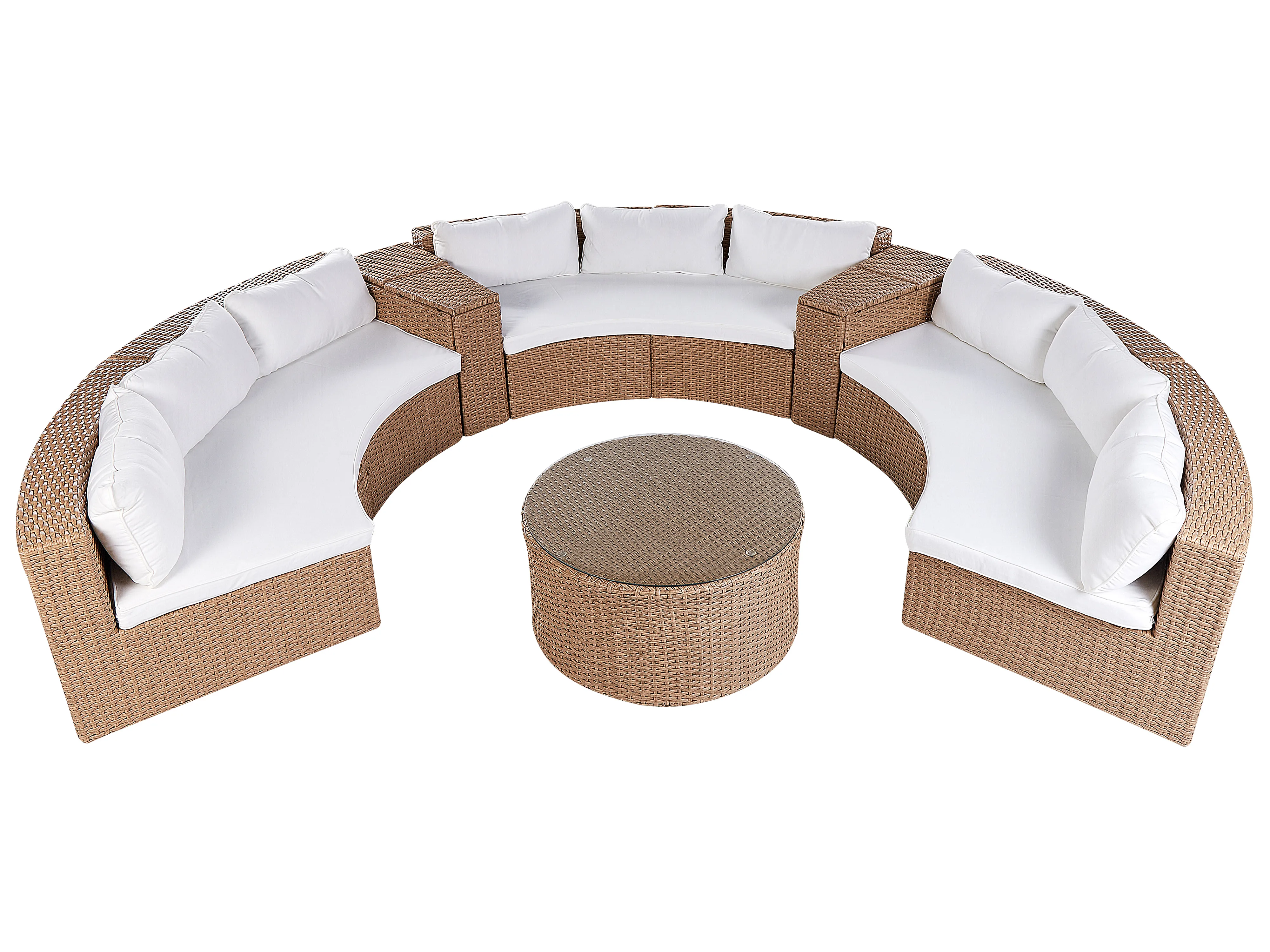 Loungeset met tafel 9-zits SEVERO PE rotan Zandbeige