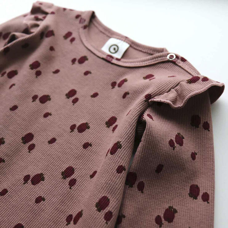 Müsli by Green Cotton Apple l/s dress baby Daydream/ cabernet/ bark