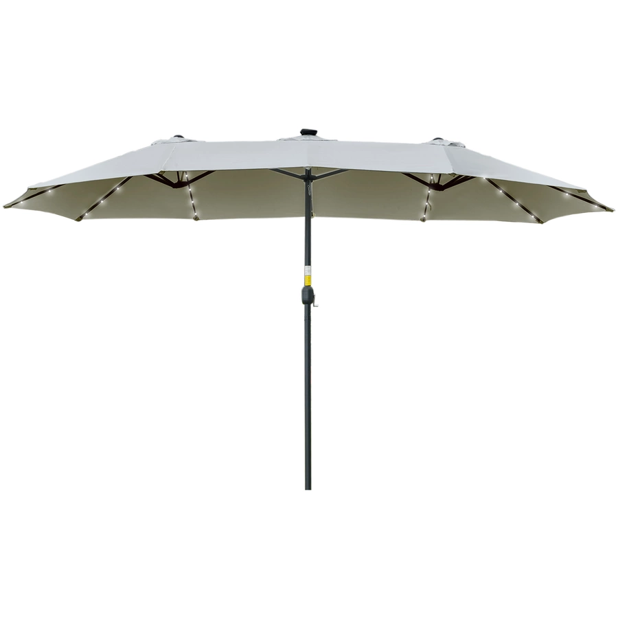 Outsunny Sonnenschirm mit Solar-LED-Leuchte hellgrau