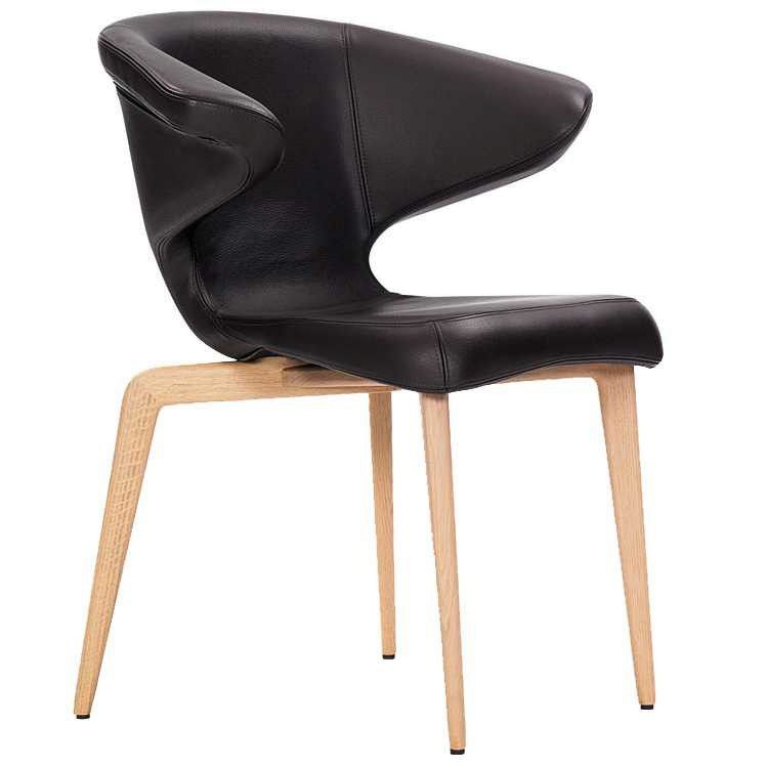 ClassiCon Munich Armchair stoel, eiken onderstel,  zwart leer