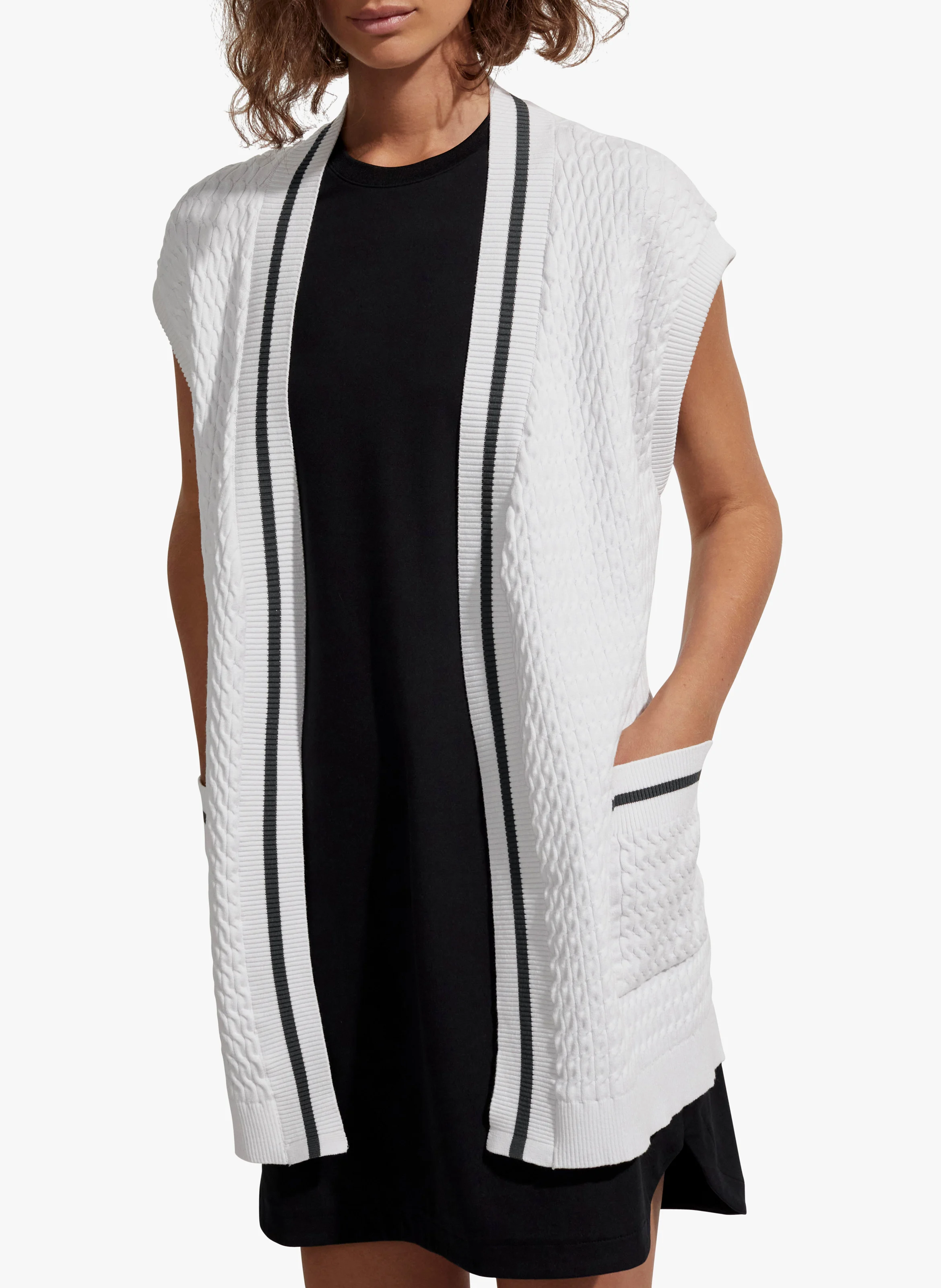 NATOMA - Cardigan col V ceinturé| Blanc