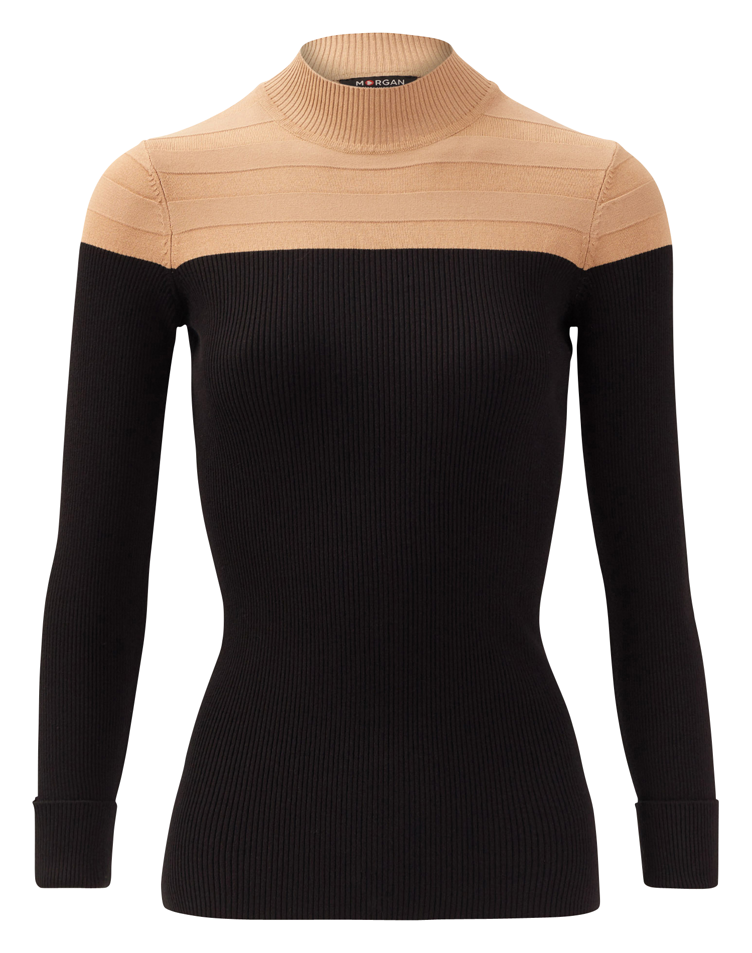 Pull col montant bicolor | Marron
